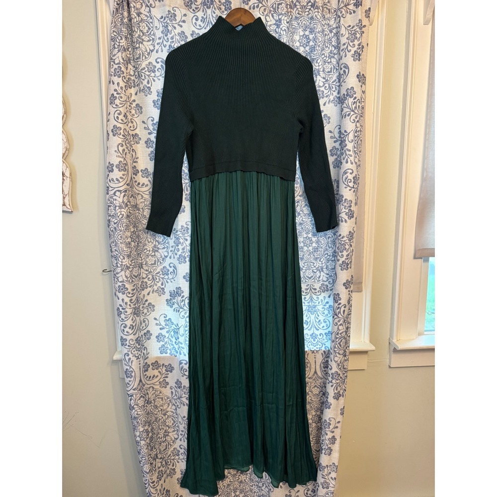 Anthropologie Women's 1X Thea Twofer Sweater Maxi Dress Green Long Sleeve - Picture 3 of 6